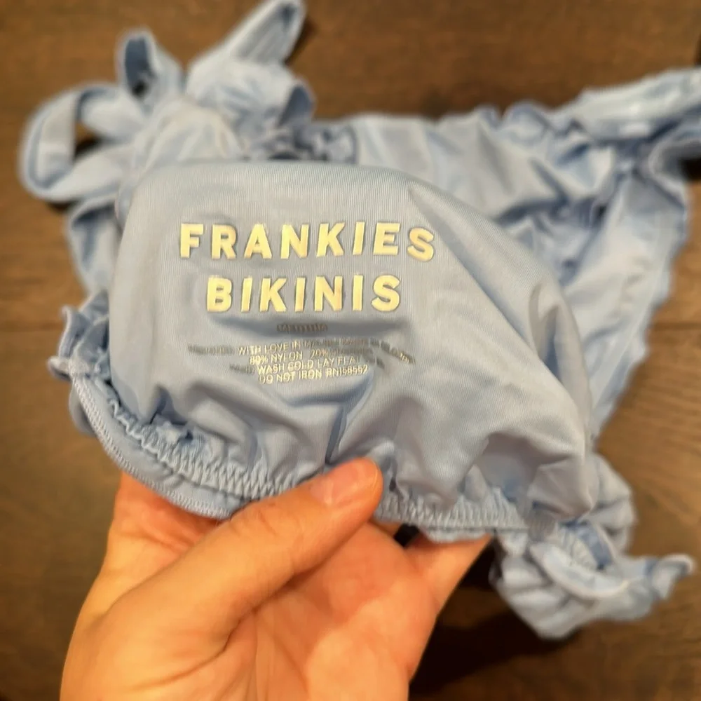 Frankie’s Bikinis Blue Ruffle Colby Bikini Set